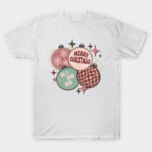 Retro Christmas Gift  Ornaments Ho Ho Ho Snowflakes T-Shirt